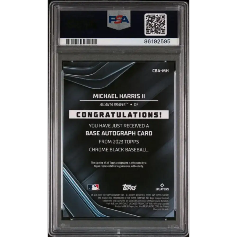 2023 Topps Chrome Black Refractor #CBA-MH Michael Harris II PSA 10 GEM MINT Auto 96/150 Atlanta Braves Baseball Card