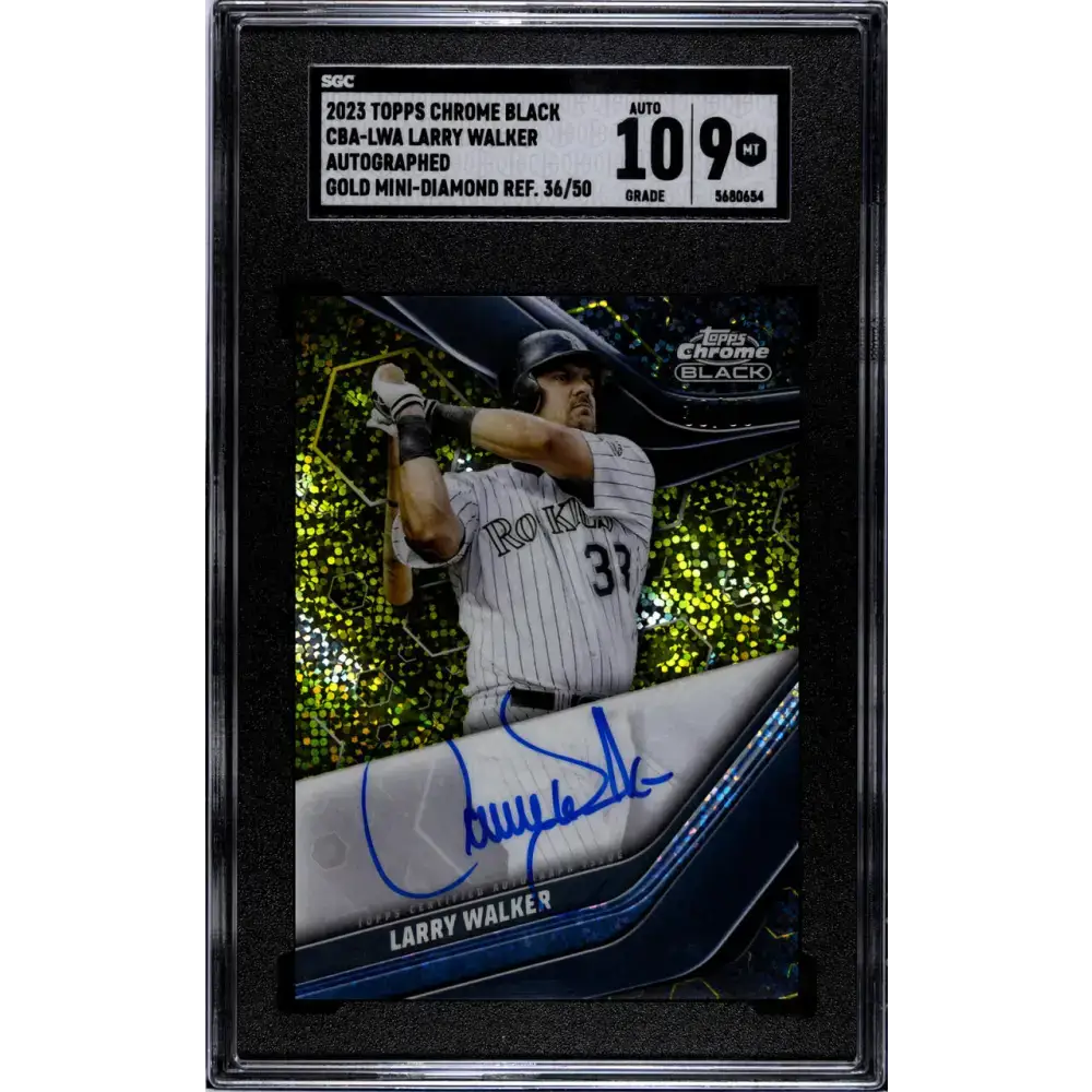 2023 Topps Chrome Black Refractor Gold #CBA-LWA Larry Walker SGC 9 MINT Auto 36/50 Colorado Rockies Baseball Card