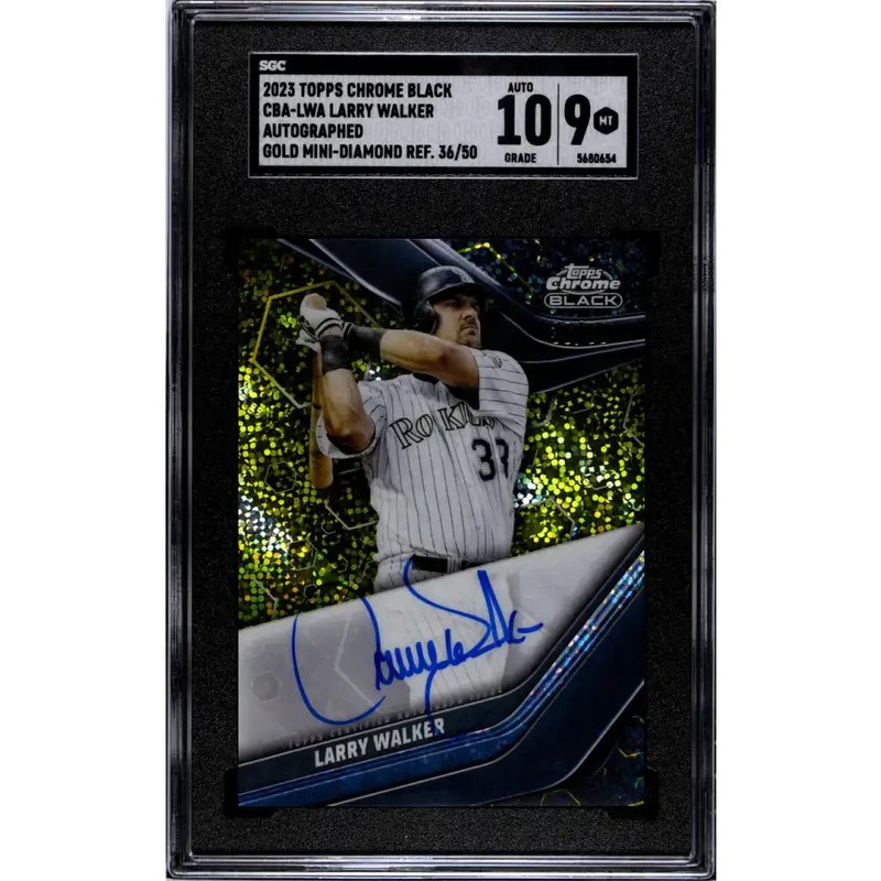 2023 Topps Chrome Black Refractor Gold #CBA-LWA Larry Walker SGC 9 MINT Auto 36/50 Colorado Rockies Baseball Card