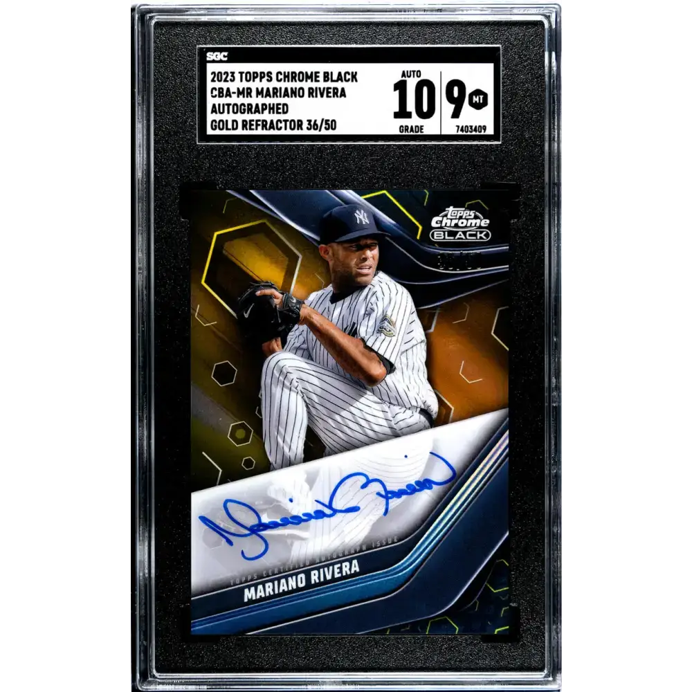 2023 Topps Chrome Black Refractor Gold #CBA-MR Mariano Rivera SGC 9 MINT Auto 36/50 New York Yankees Baseball Card