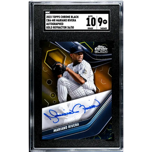 2023 Topps Chrome Black Refractor Gold #CBA-MR Mariano Rivera SGC 9 MINT Auto 36/50 New York Yankees Baseball Card
