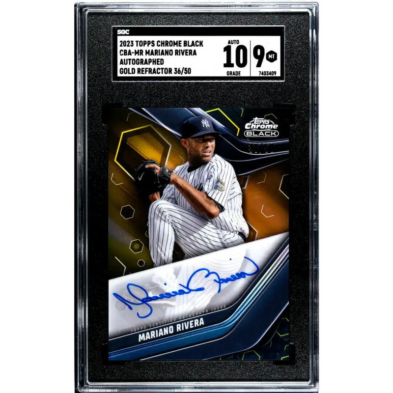 2023 Topps Chrome Black Refractor Gold #CBA-MR Mariano Rivera SGC 9 MINT Auto 36/50 New York Yankees Baseball Card