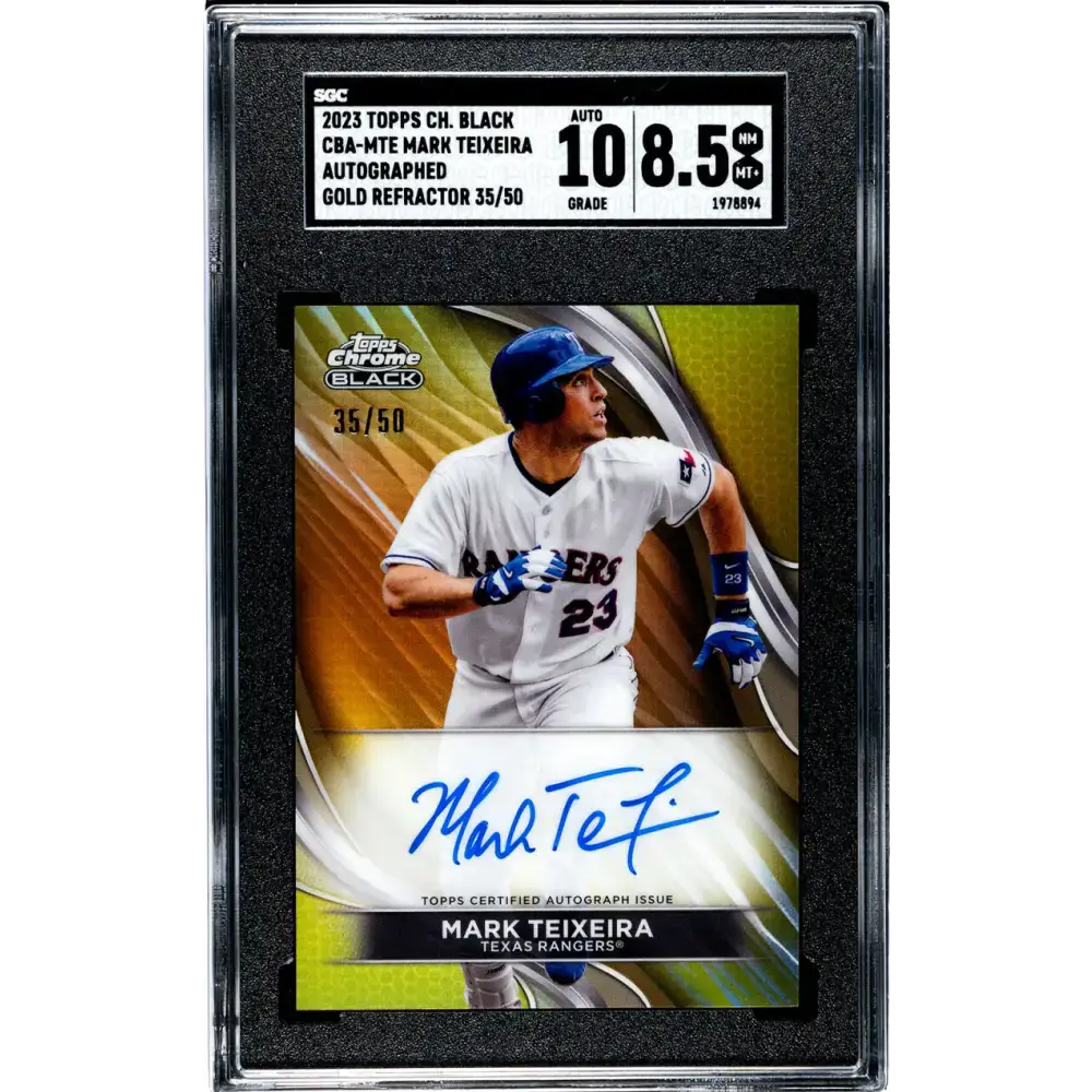 2023 Topps Chrome Black Refractor Gold #CBA-MTE Mark Teixeira SGC 8.5 NM/MT+ Auto 35/50 New York Yankees Baseball Card