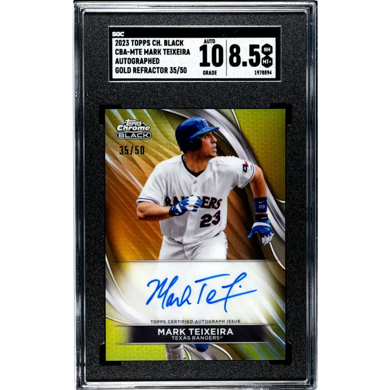 2023 Topps Chrome Black Refractor Gold #CBA-MTE Mark Teixeira SGC 8.5 NM/MT+ Auto 35/50 New York Yankees Baseball Card
