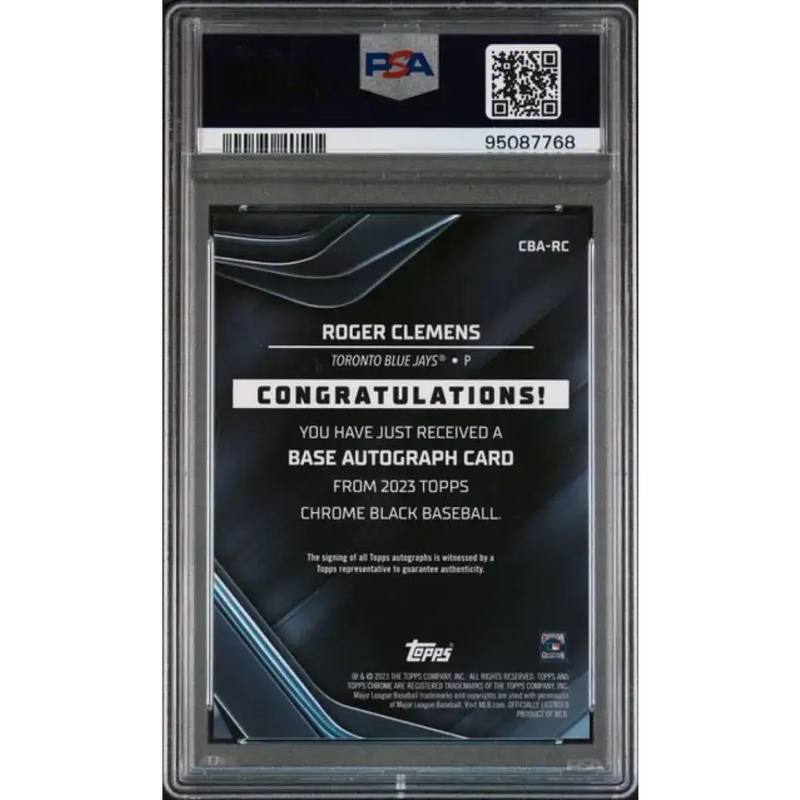 2023 Topps Chrome Black Refractor Gold #CBA-RC Roger Clemens PSA 10 GEM MINT Auto 4/50 Toronto Blue Jays Baseball Card