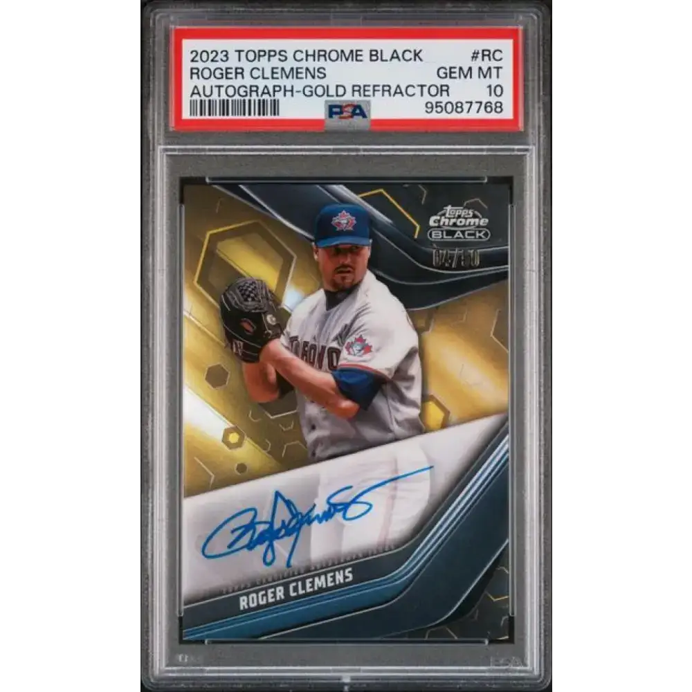 2023 Topps Chrome Black Refractor Gold #CBA-RC Roger Clemens PSA 10 GEM MINT Auto 4/50 Toronto Blue Jays Baseball Card
