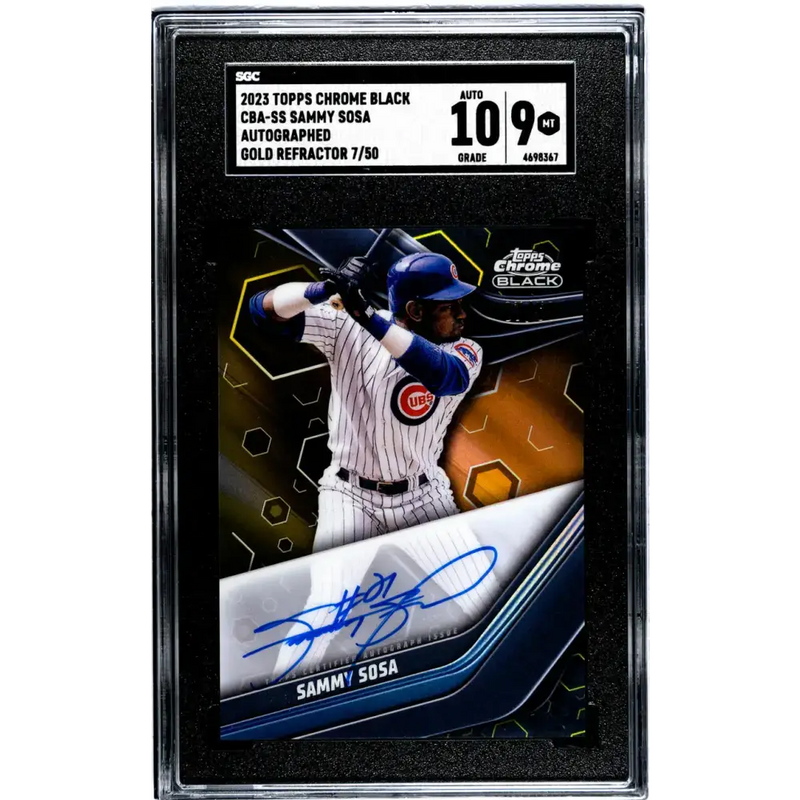 2023 Topps Chrome Black Refractor Gold #CBA-SS Sammy Sosa SGC 9 MINT Auto 7/50 Chicago Cubs Baseball Card - Baseball