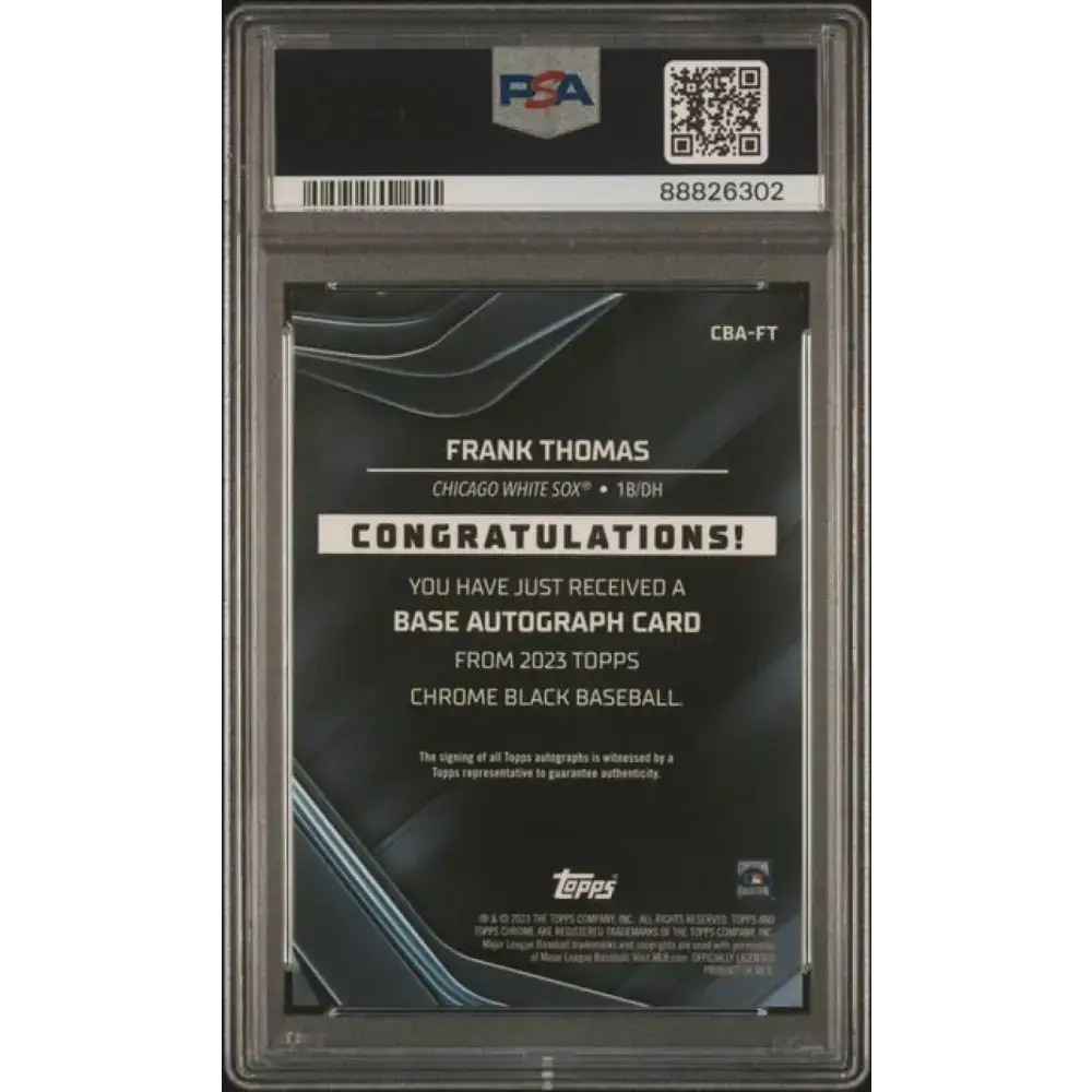2023 Topps Chrome Black Refractor Green #CBA-FT Frank Thomas PSA 10 GEM MINT Auto 20/99 Chicago White Sox Baseball Card