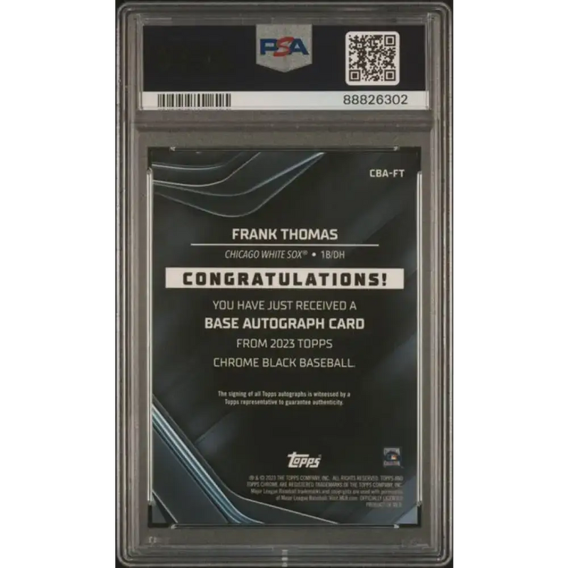 2023 Topps Chrome Black Refractor Green #CBA-FT Frank Thomas PSA 10 GEM MINT Auto 20/99 Chicago White Sox Baseball Card
