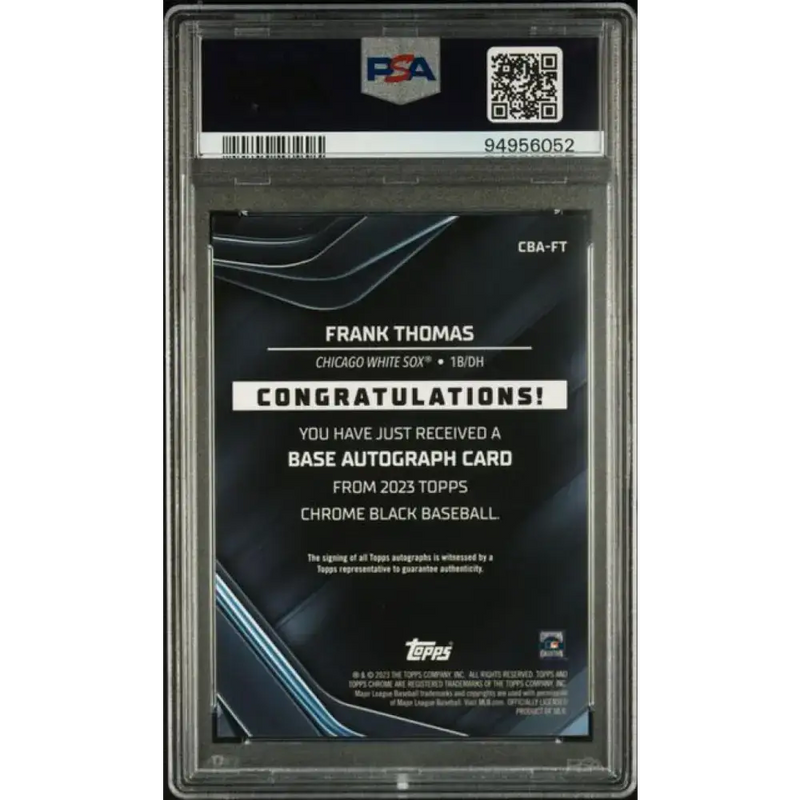 2023 Topps Chrome Black Refractor Green #CBA-FT Frank Thomas PSA 10 GEM MINT Auto 69/99 Chicago White Sox Baseball Card