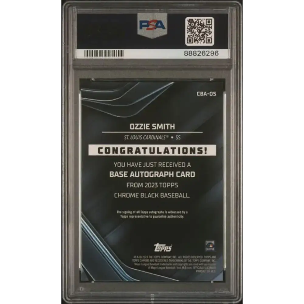 2023 Topps Chrome Black Refractor Green #CBA-OS Ozzie Smith PSA 10 GEM MINT Auto 54/99 St. Louis Cardinals Baseball