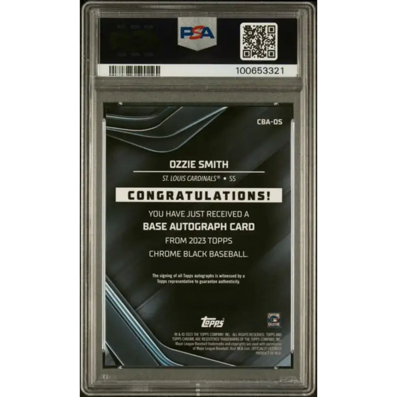 2023 Topps Chrome Black Refractor Green #CBA-OS Ozzie Smith PSA 10 GEM MINT Auto 44/99 St. Louis Cardinals Baseball