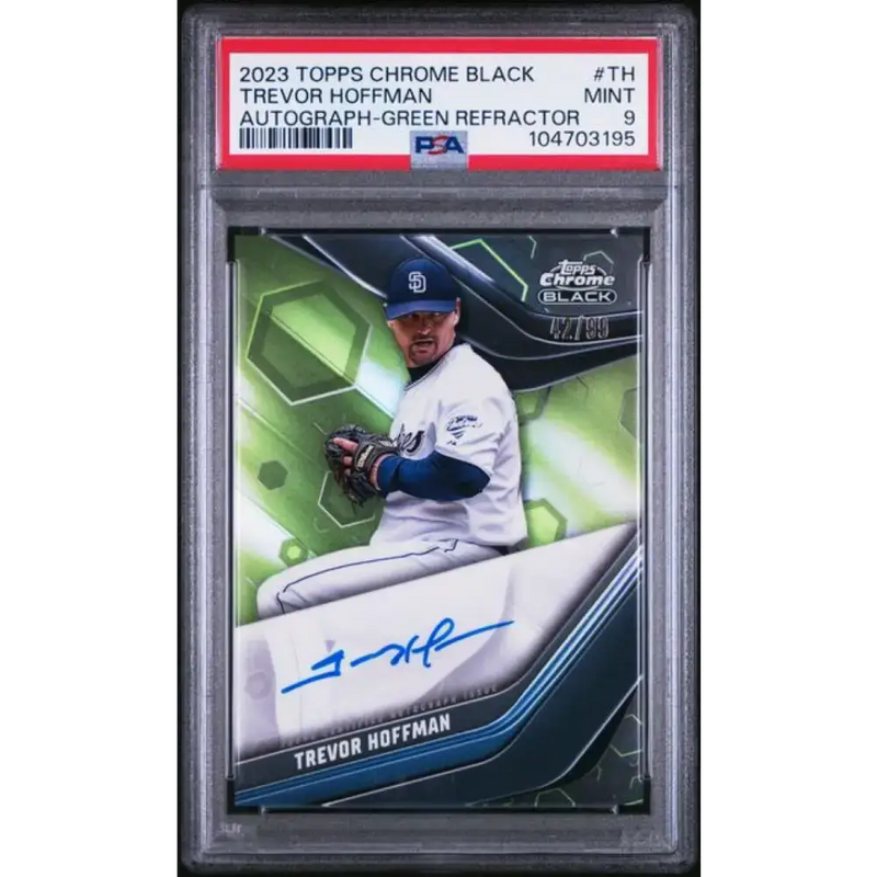 2023 Topps Chrome Black Refractor Green #CBA-TH Trevor Hoffman PSA 9 MINT Auto 42/99 San Diego Padres Baseball Card