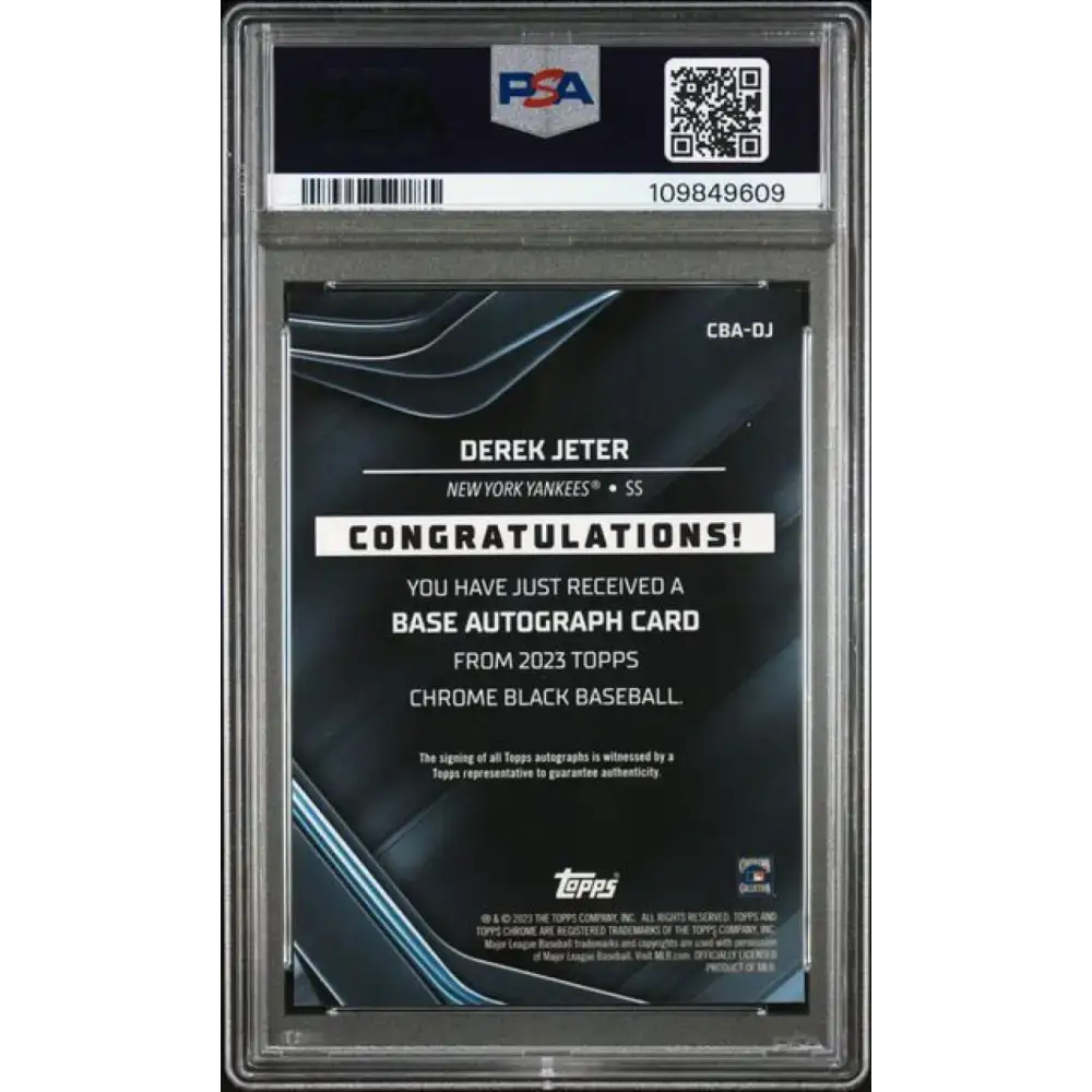 2023 Topps Chrome Black Refractor Orange #CBA-DJ Derek Jeter PSA 9 MINT Auto 5/25 New York Yankees Baseball Card