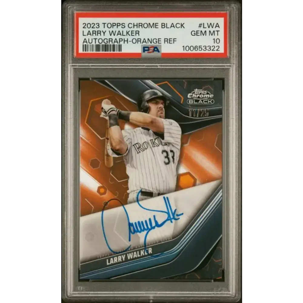 2023 Topps Chrome Black Refractor Orange #CBA-LWA Larry Walker PSA 10 GEM MINT Auto 11/25 Colorado Rockies Baseball
