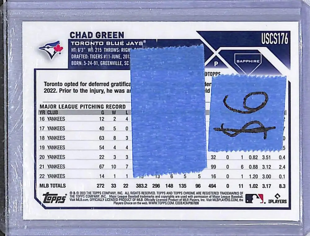 2023 Topps Chrome Blue #USCS176 Chad Green NM-MT Toronto Blue Jays