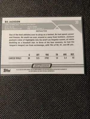 2023 Topps Chrome - Topps Chrome Bo Jackson #30. Raiders. NRMT+ - Football Card Single