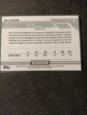 2023 Topps Chrome - Topps Chrome Bo Jackson #30. Raiders. NRMT+ - Football Card Single