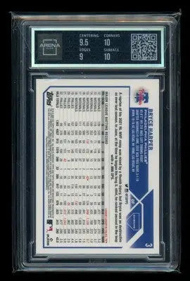 2023 Topps Chrome Bryce Harper #3 Baseball Arena Club 9.5 - Baseball Card Single