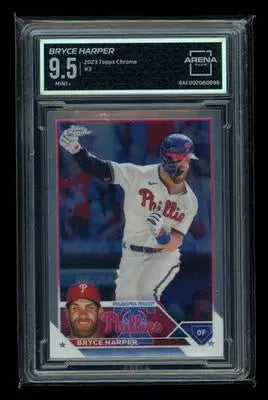 2023 Topps Chrome Bryce Harper #3 Baseball Arena Club 9.5 - Baseball Card Single