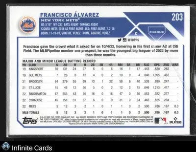 2023 Topps Chrome FRANCISCO ALVAREZ #203 [Base] RC New York Mets RC
