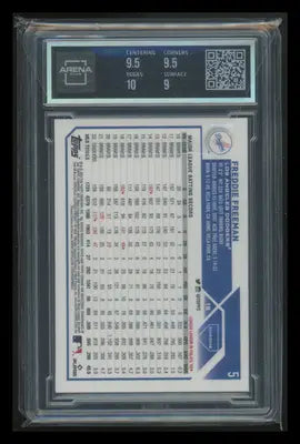 2023 Topps Chrome Freddie Freeman #5 Baseball Arena Club 9.5 - Baseball Card Single