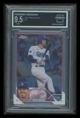 2023 Topps Chrome Freddie Freeman #5 Baseball Arena Club 9.5 - Baseball Card Single