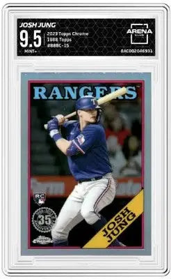 A graded 2023 Topps Chrome Josh Jung Arena Club baseball card with 9.5 grade