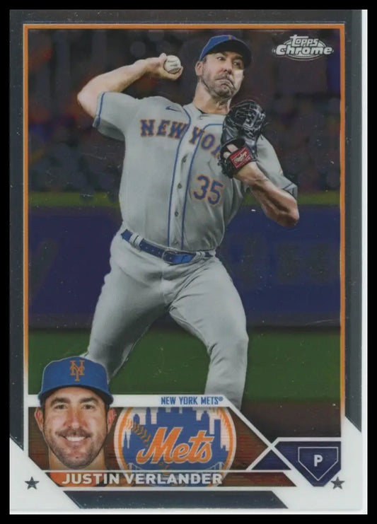 2023 Topps Chrome Justin Verlander 126 New York Mets NM - Baseball Card Single