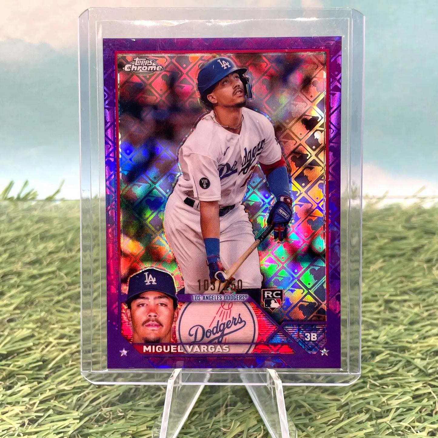Miguel Vargas 2023 Topps Chrome Logo Purple Refractor Baseball Card #161/250