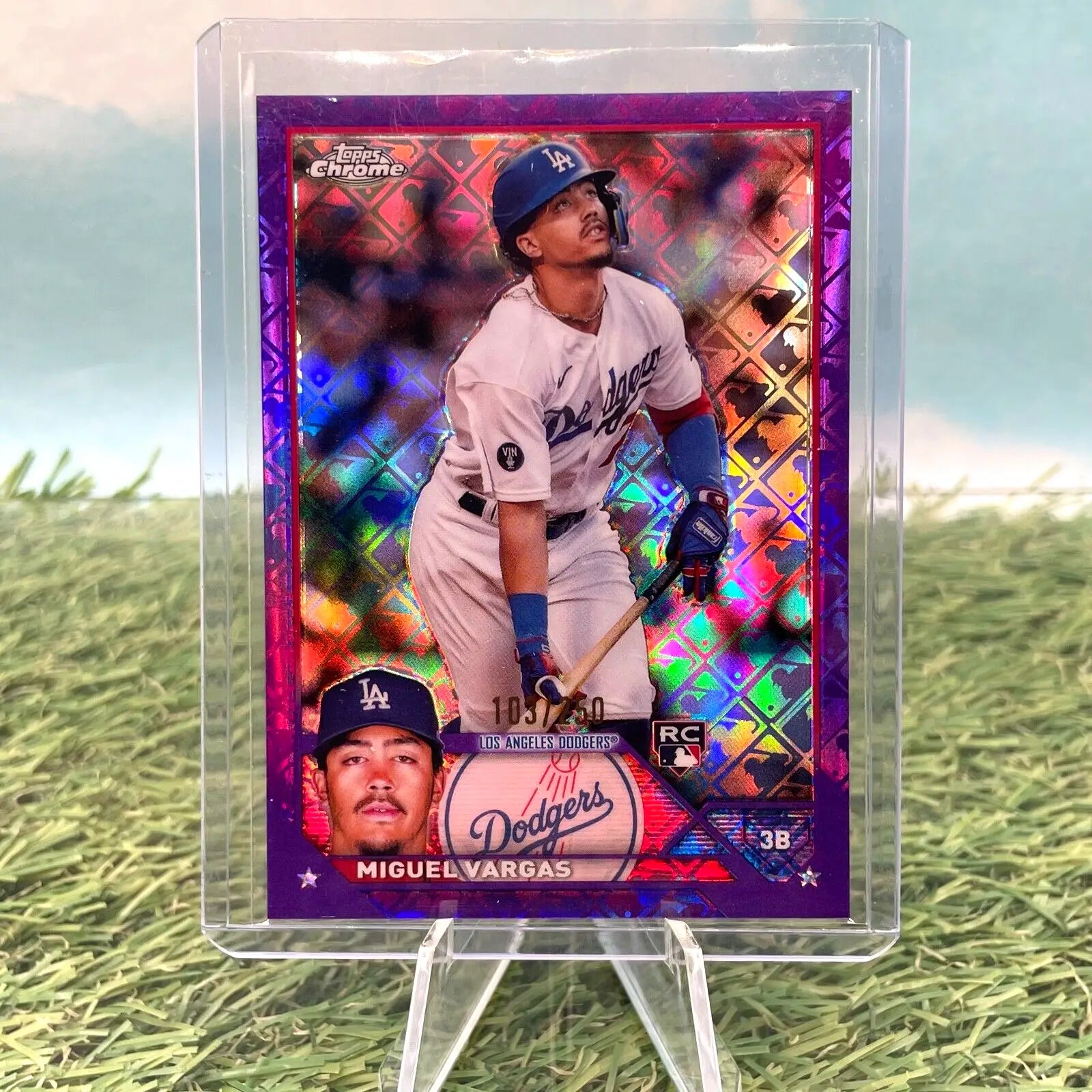 Miguel Vargas 2023 Topps Chrome Logo Purple Refractor Baseball Card #161/250