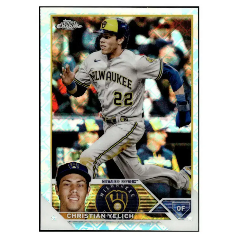 2023 Topps Chrome LogoFractor Edition #109 Christian Yelich NM-MT Milwaukee Brewers Baseball Card - Baseball Card Single