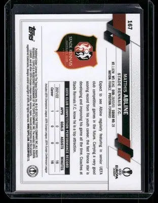 2023 Topps Chrome Matthis Abline #167 RC Soccer - Soccer Card Single