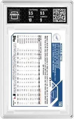 Encased chrome Mookie Betts baseball card with grading label from 2023 Topps Chrome Arena Club