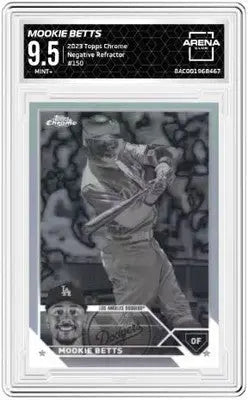 Graded Chrome Mookie Betts baseball card 2023 Topps Chrome Mookie Betts #150 Negative Refractor