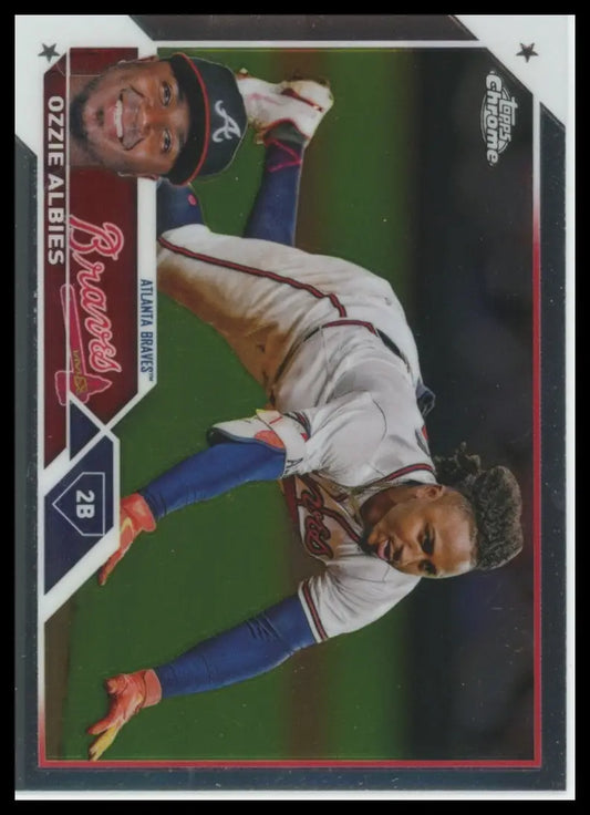 2023 Topps Chrome Ozzie Albies 196 Atlanta Braves NM - Baseball Card Single