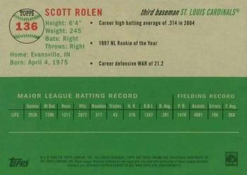 2023 Topps Chrome Platinum Anniversary #136 Scott Rolen EX Excellent St. Louis Cardinals Baseball Card - Baseball Card