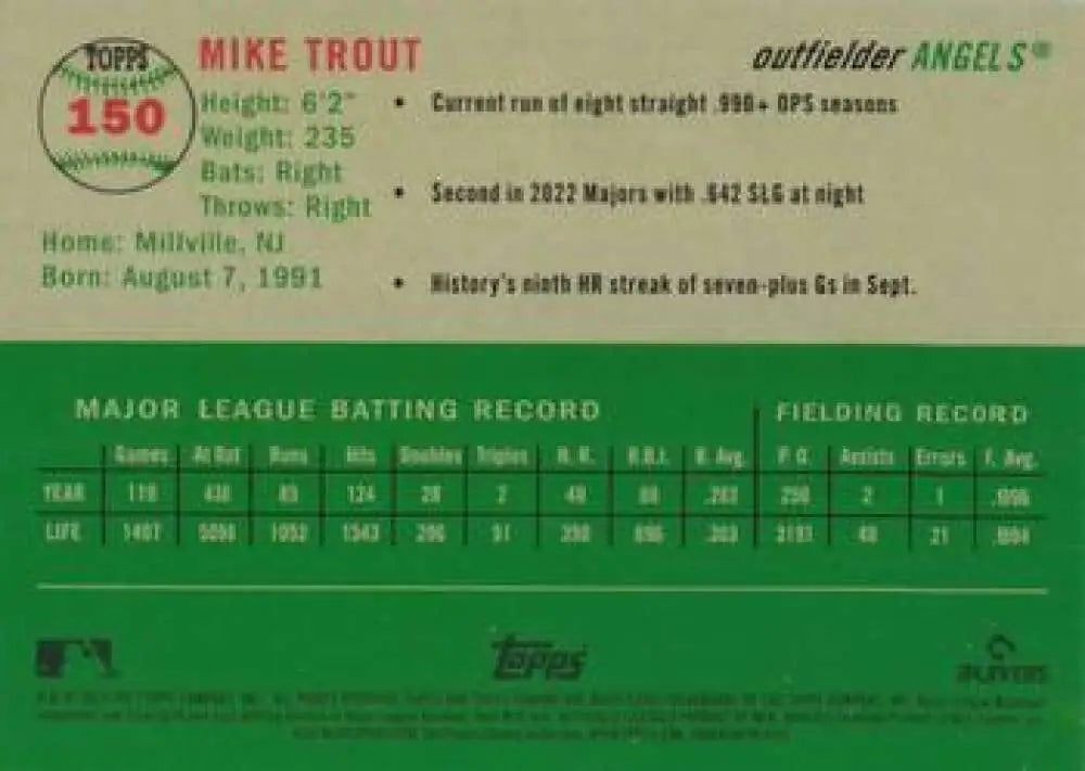 2023 Topps Chrome Platinum Anniversary #150 Mike Trout EX Excellent Los Angeles Angels Baseball Card - Baseball Card