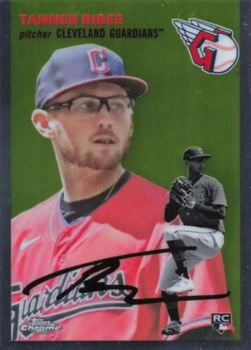 2023 Topps Chrome Platinum Anniversary #160 Tanner Bibee EX Excellent RC Rookie Cleveland Guardians Baseball Card