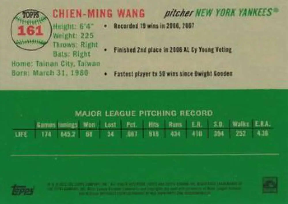 2023 Topps Chrome Platinum Anniversary #161 Chien-Ming Wang EX Excellent New York Yankees Baseball Card - Baseball Card