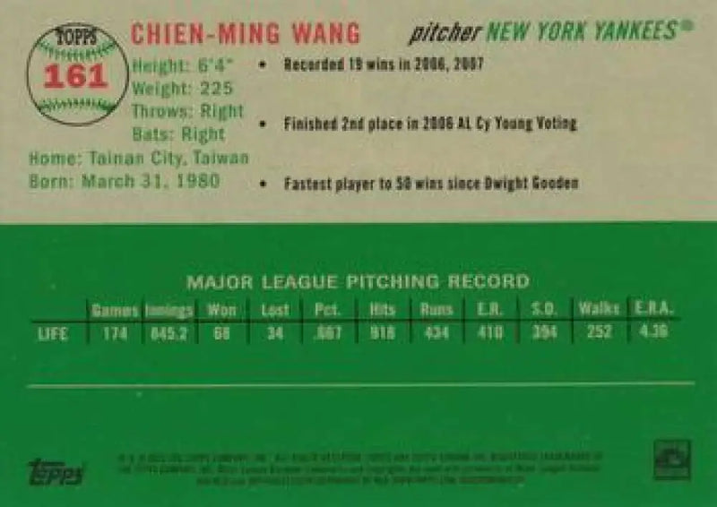 2023 Topps Chrome Platinum Anniversary #161 Chien-Ming Wang EX Excellent New York Yankees Baseball Card - Baseball Card