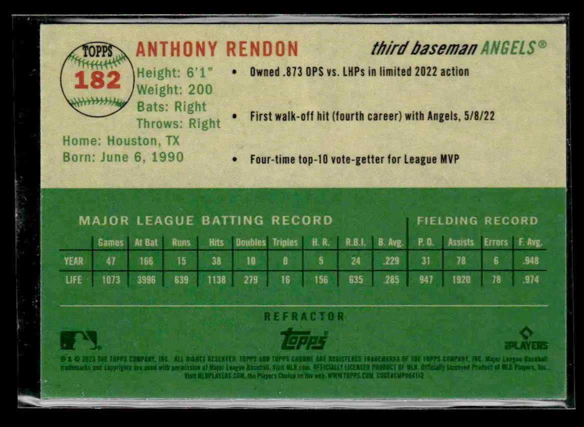 2023 Topps Chrome Platinum Anniversary #182 Anthony Rendon Refractor - Baseball Card Single