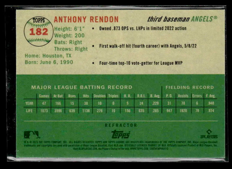 2023 Topps Chrome Platinum Anniversary #182 Anthony Rendon Refractor - Baseball Card Single