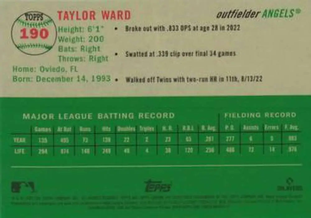 2023 Topps Chrome Platinum Anniversary #190 Taylor Ward EX Excellent Los Angeles Angels Baseball Card - Baseball Card