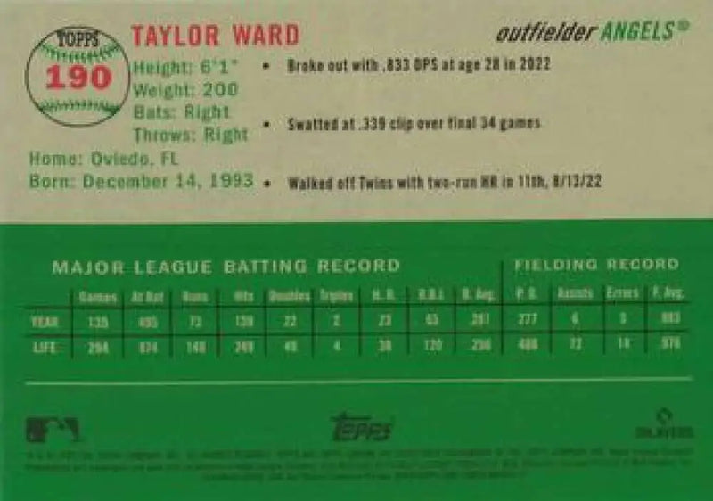 2023 Topps Chrome Platinum Anniversary #190 Taylor Ward EX Excellent Los Angeles Angels Baseball Card - Baseball Card