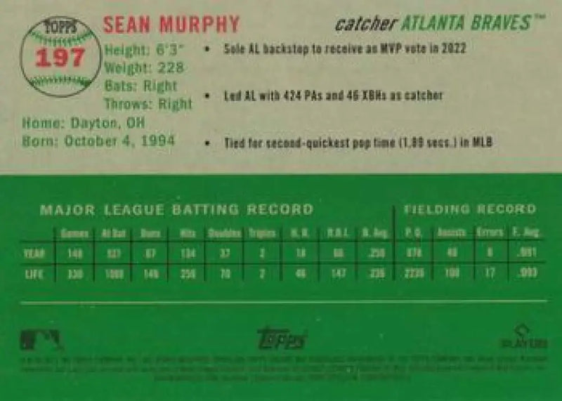 2023 Topps Chrome Platinum Anniversary #197 Sean Murphy EX Excellent Atlanta Braves Baseball Card - Baseball Card Single