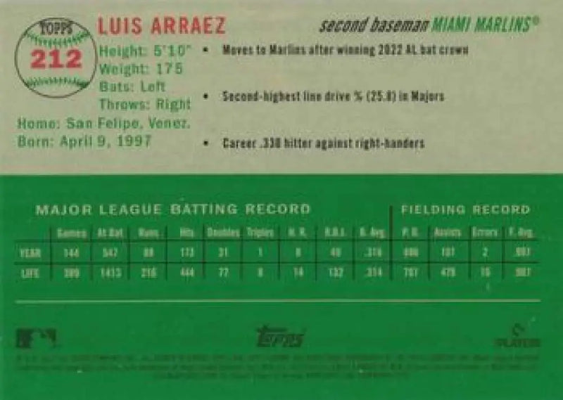 2023 Topps Chrome Platinum Anniversary #212 Luis Arraez EX Excellent Miami Marlins Baseball Card - Baseball Card Single