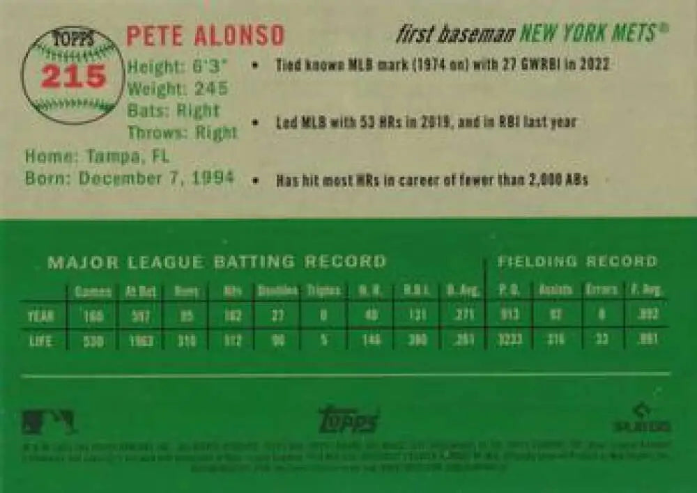 2023 Topps Chrome Platinum Anniversary #215 Pete Alonso EX Excellent New York Mets Baseball Card - Baseball Card Single