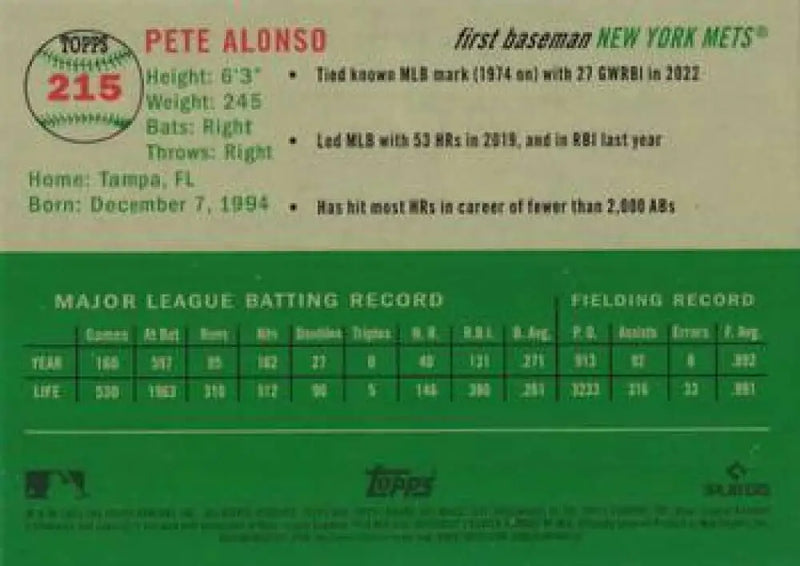 2023 Topps Chrome Platinum Anniversary #215 Pete Alonso EX Excellent New York Mets Baseball Card - Baseball Card Single