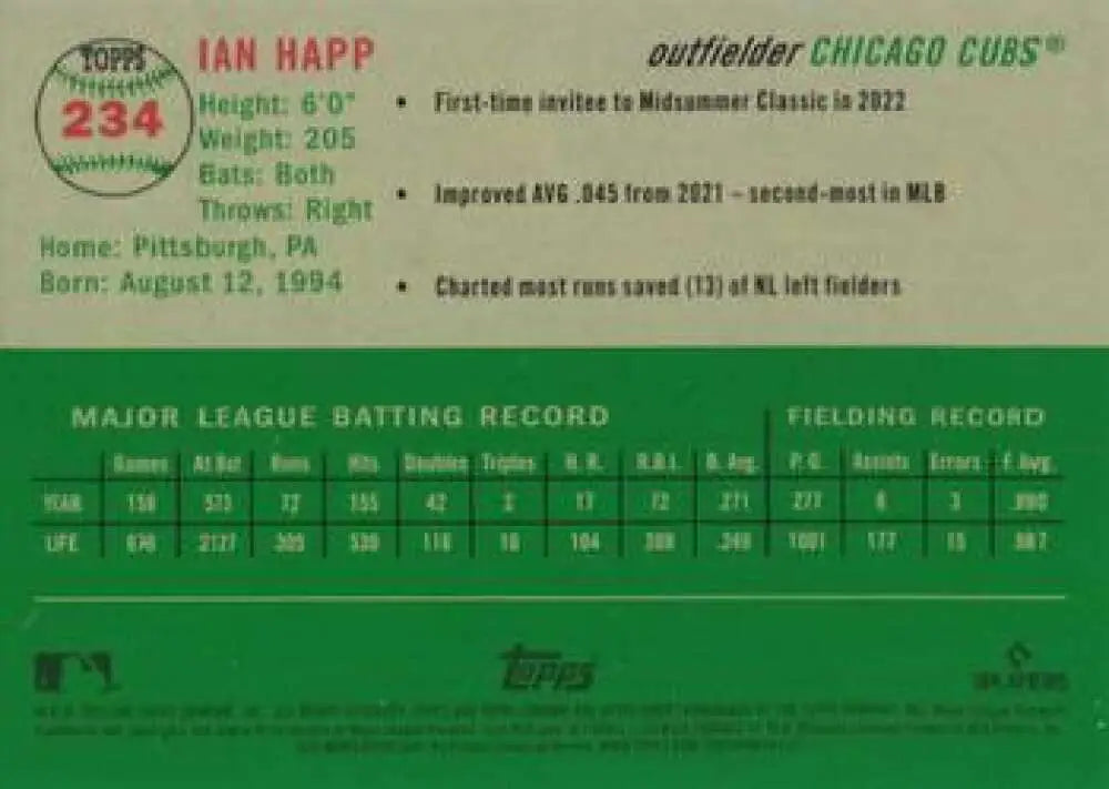2023 Topps Chrome Platinum Anniversary #234 Ian Happ EX Excellent Chicago Cubs Baseball Card - Baseball Card Single